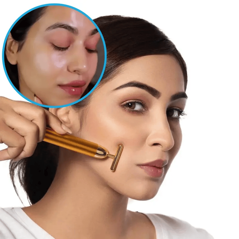 Gold Vibrating Electric Facial Massage Roller 🔥