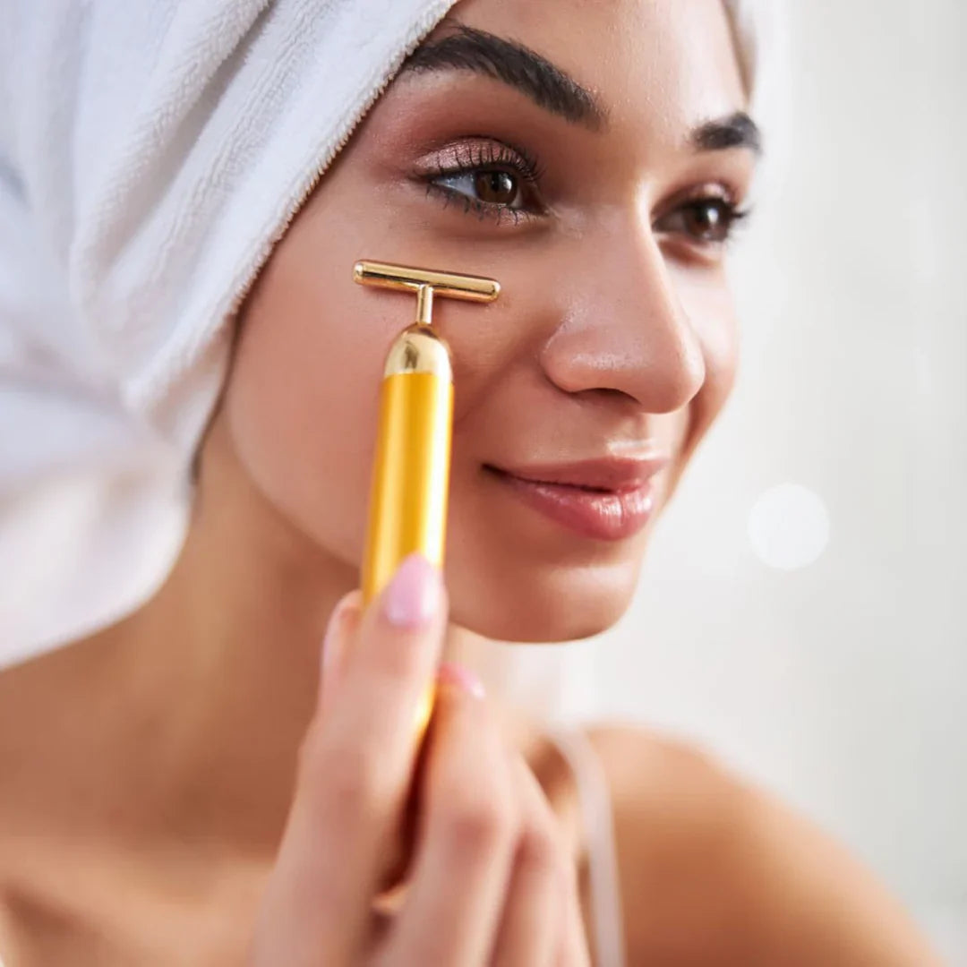 Gold Vibrating Electric Facial Massage Roller 🔥