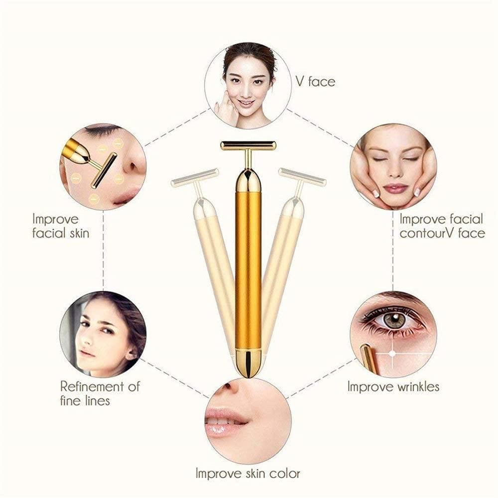 Gold Vibrating Electric Facial Massage Roller 🔥