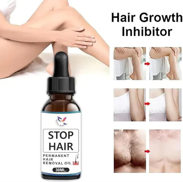 Painless & Natural Permanent Hair Removal Oil for Men & Women ✨