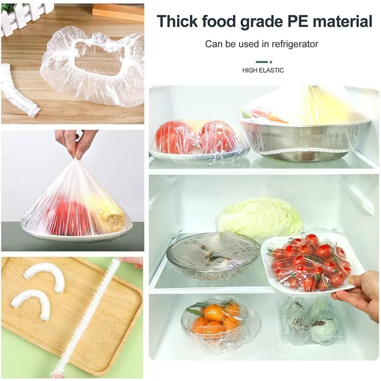 ๐ Reusable Fresh Keeping Bags - Elastic Food Storage Plastic Covers (Pack of 100) ๐ฅ