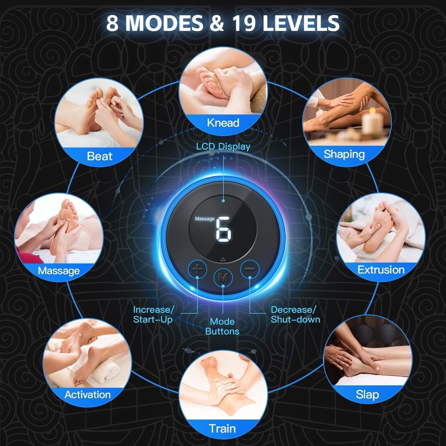 Foot Relaxer (8 Massage Modes With 19 Intensity Levels) 🔥