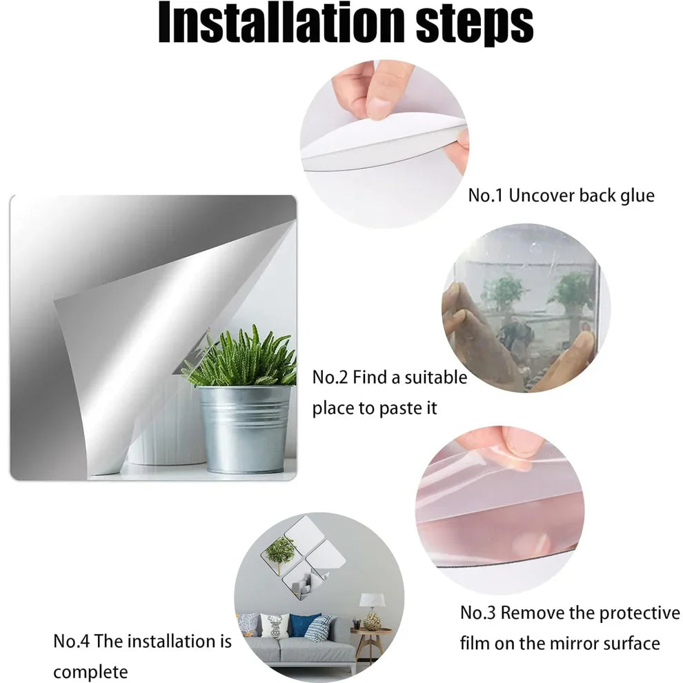 Shatter-proof Self Adhesive Wall Acrylic Mirror (Buy 1 Get 1 Free) 🔥