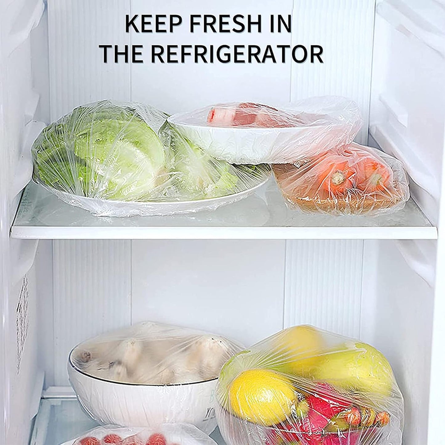 ๐ Reusable Fresh Keeping Bags - Elastic Food Storage Plastic Covers (Pack of 100) ๐ฅ
