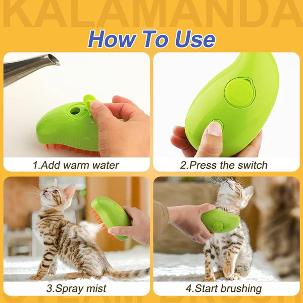 3 in 1 Pet Grooming Steam Brush for Dogs & Cats ๐ ๐