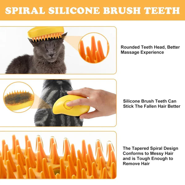 3 in 1 Pet Grooming Steam Brush for Dogs & Cats ๐ ๐