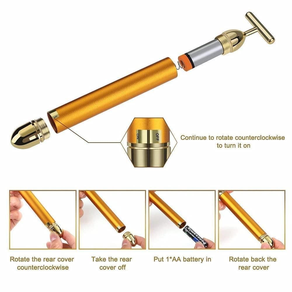 Gold Vibrating Electric Facial Massage Roller 🔥