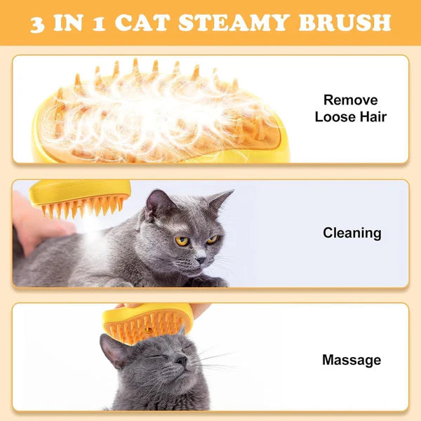 3 in 1 Pet Grooming Steam Brush for Dogs & Cats ๐ ๐