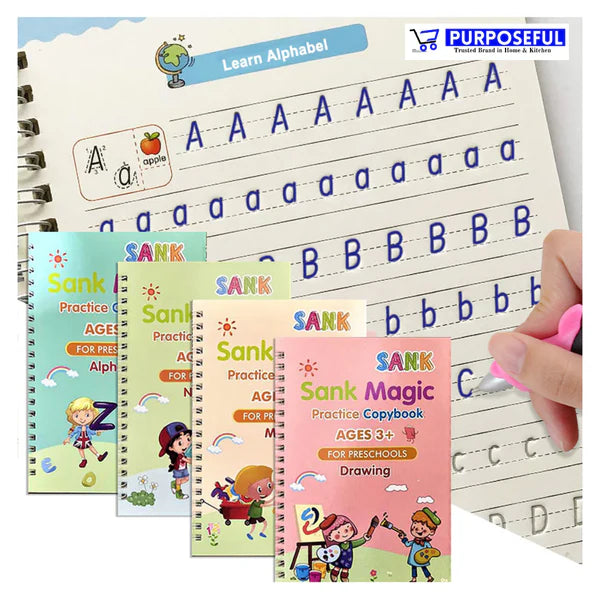 Reusable Magic Handwriting Practice Book (1 Set of 4 Books) ๐๐