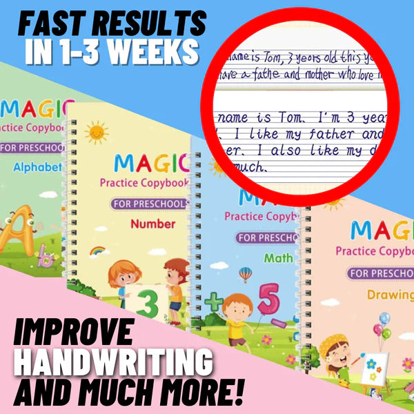 Reusable Magic Handwriting Practice Book (1 Set of 4 Books) ๐๐