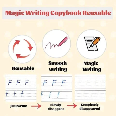 Reusable Magic Handwriting Practice Book (1 Set of 4 Books) ๐๐