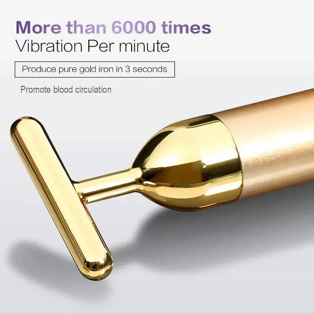 Gold Vibrating Electric Facial Massage Roller 🔥