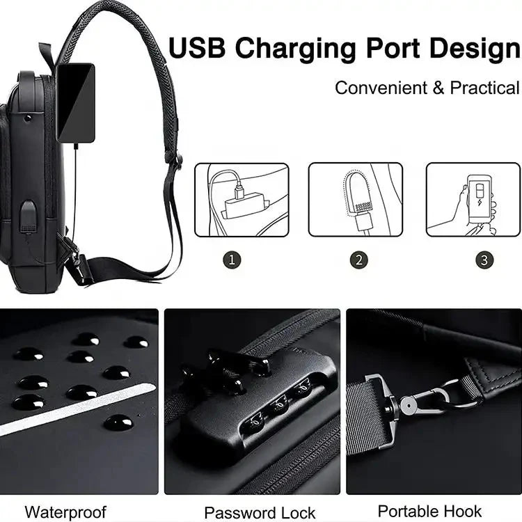 Anti-Theft USB Enabled Luxury Crossbody Sling Bag for Men and Women 🔥